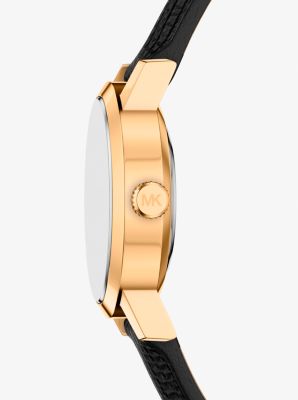 Petite Maude Gold-Tone and Lizard Embossed Leather Watch