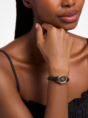 Petite Maude Gold-Tone and Lizard Embossed Leather Watch