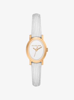 Petite Maude Gold-Tone and Lizard Embossed Leather Watch