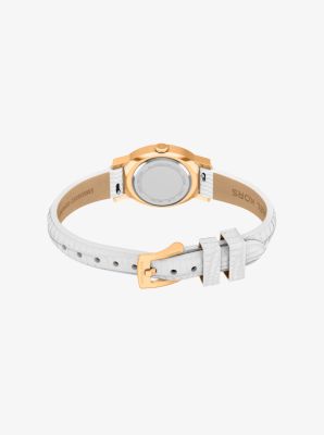 Petite Maude Gold-Tone and Lizard Embossed Leather Watch