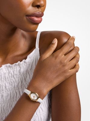 Petite Maude Gold-Tone and Lizard Embossed Leather Watch