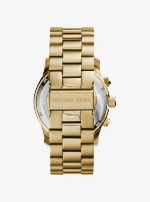 Watch Hunger Stop Oversized Runway Gold-Tone Stainless Steel Watch 