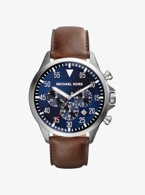 michael kors leather watch men