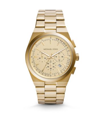 michael kors women's white and gold watch