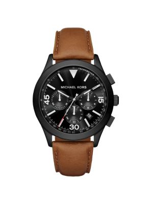 Gareth Black-Tone and Leather Watch 