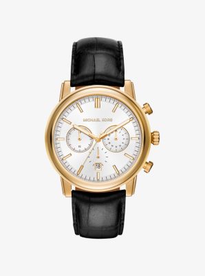 Pennant Gold-Tone and Leather Watch