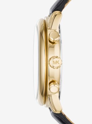 Pennant Gold-Tone and Leather Watch