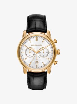 Pennant Gold-Tone and Leather Watch | Michael Kors