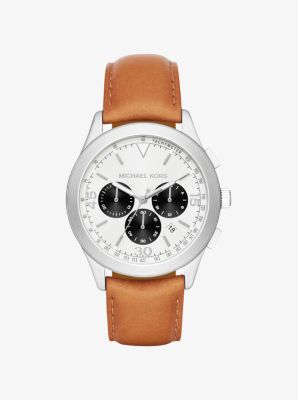 Gareth Silver Tone Leather Band Watch Michael Kors Canada