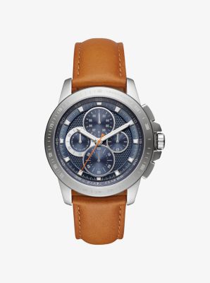 Ryker Silver-Tone and Leather Watch 