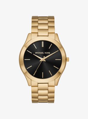 Oversized Slim Runway Gold Tone Watch Michael Kors