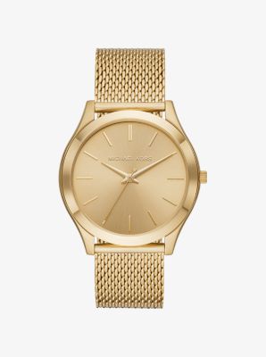 mk slim runway watch gold