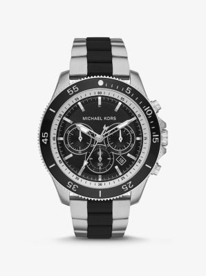 Oversized Cortlandt Silver-Tone and Silicone Watch | Michael Kors