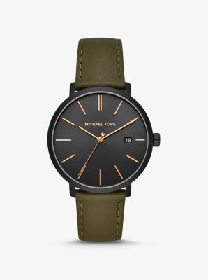 Blake Black-Tone and Leather Watch | Michael Kors