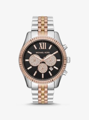 Oversized Lexington Tri-Tone Watch | Michael Kors Canada