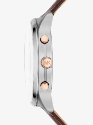 Sutter Leather and Silver-Tone Watch | Michael Kors