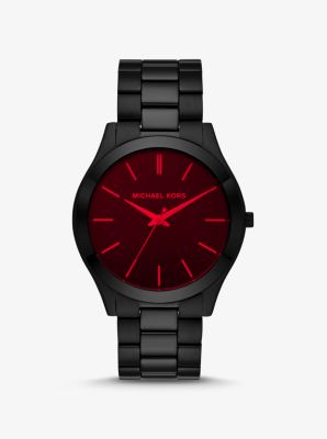 Slim Runway Black-Tone and Red Crystal Watch | Michael Kors