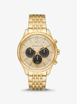 Oversized Benning Pavé Gold-Tone Watch | Michael Kors