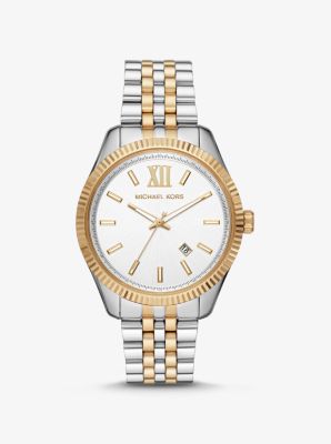 mk lexington two tone watch