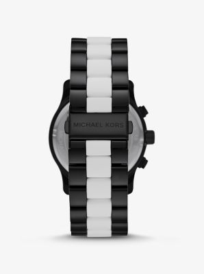 Oversized Runway Black-Tone and Silicone Watch