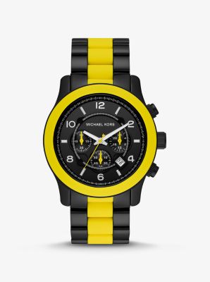 Oversized Runway Black-Tone and Silicone Watch