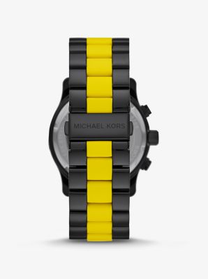 Oversized Runway Black-Tone and Silicone Watch