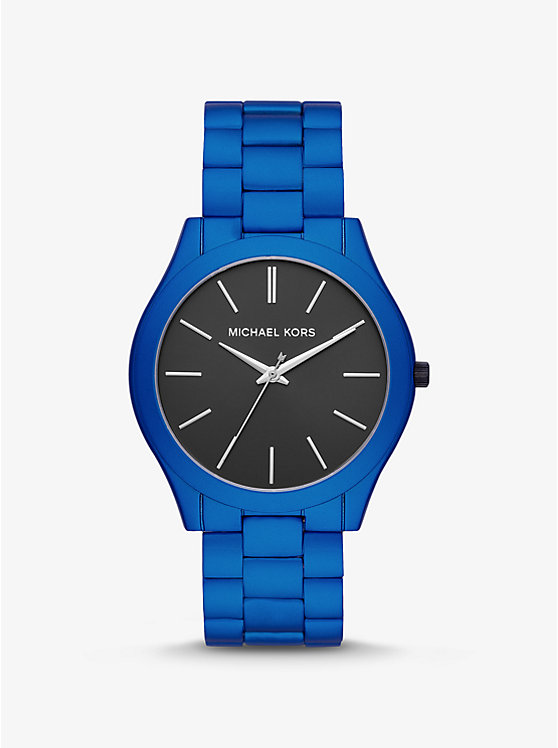 Oversized Slim Runway Blue-Tone Aluminum Watch image number 0