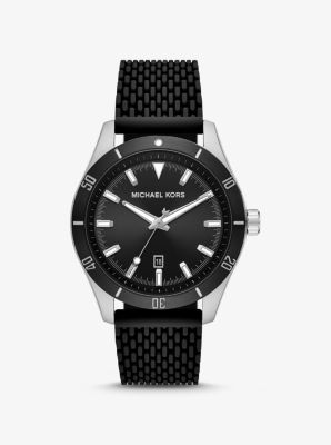 Oversized Layton Silver-Tone and Silicone Watch