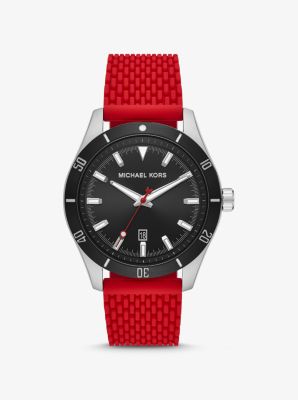 Oversized Layton Silver-Tone and Silicone Watch