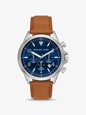 michael kors brown leather watch