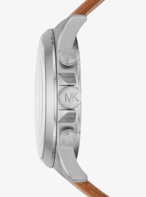 Oversized Gage Silver-Tone and Leather Watch