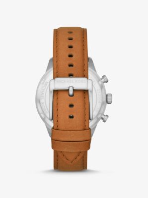 Oversized Gage Silver-Tone and Leather Watch