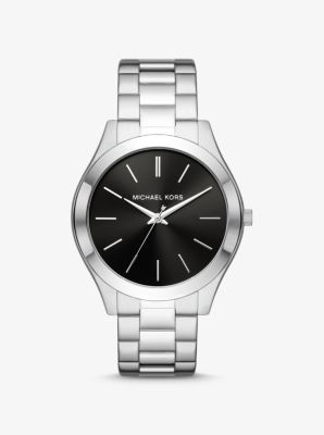 Oversized Slim Runway Silver Tone Watch Michael Kors