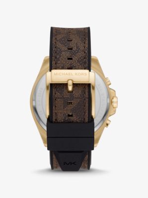 Oversized Brecken Logo and Gold-Tone Kors | Michael Watch