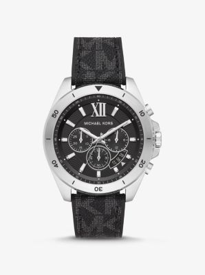 Michael kors silver on sale watch with mk logo