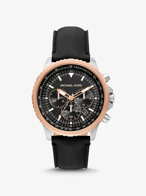 Oversized Cortlandt Leather and Two-Tone Watch image number 0