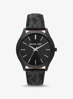 Oversized Slim Runway Logo and Black-Tone Watch