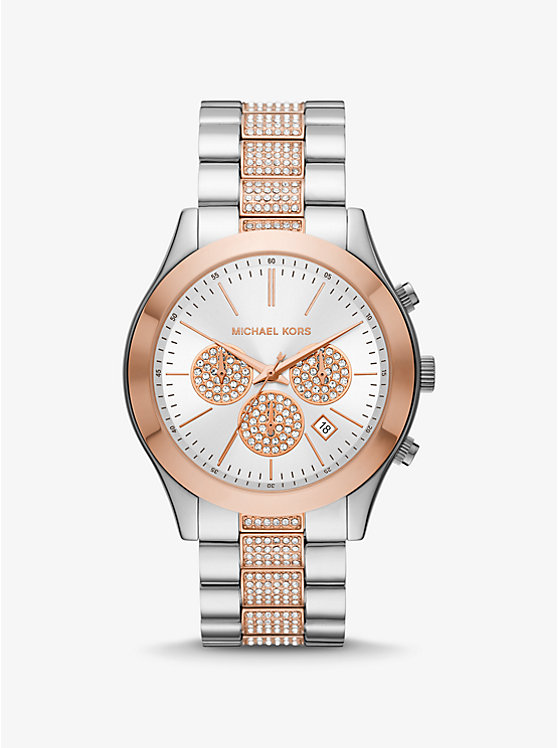 Oversized Slim Runway Pavé Two-Tone Watch image number 0