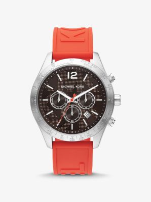 Oversized Layton Silver-Tone and Silicone Watch