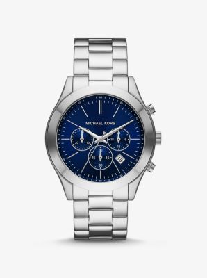 Michael Kors Men's Hutton Stainless Steel Chronograph Watch Blue/Silver