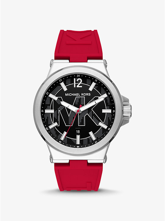 Oversized Dylan Silver-Tone and Silicone Logo Watch image number 0