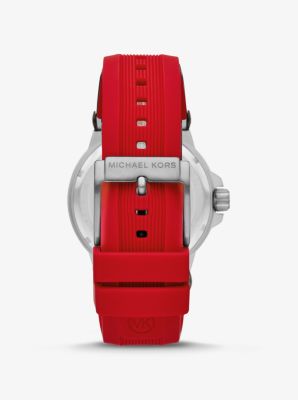 Übergroße Armbanduhr Dylan im Silberton mit Silikonarmband und Logo image number 2