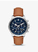Oversized Cortlandt Leather and Silver-Tone Watch image number 0