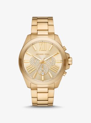 Oversized Wren Pavé Gold-Tone Watch | Michael Kors