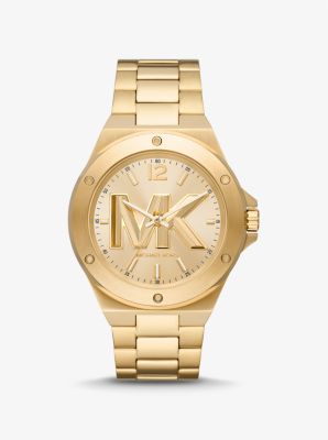 Oversized Lennox Gold-Tone Logo Watch | Michael Kors