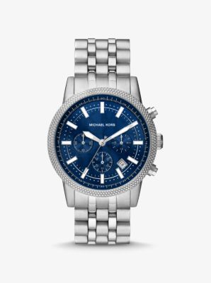 Michael Kors Men's Hutton Stainless Steel Chronograph Watch Blue/Silver