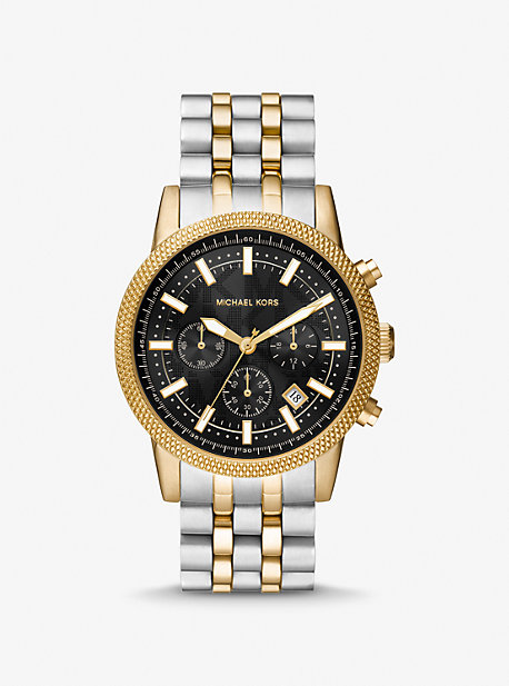 Oversized Cortlandt Leather and Antique Gold-Tone Watch | Michael Kors