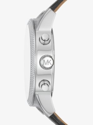 Oversized Hutton Silver-Tone and Leather Watch | Michael Kors