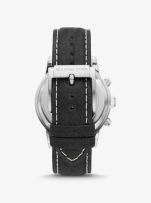 Oversized Hutton Silver-Tone and Leather Watch | Michael Kors