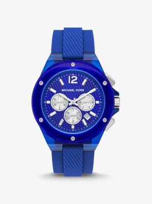 Oversized Lennox Blue-Tone Silicone Watch | Michael Kors